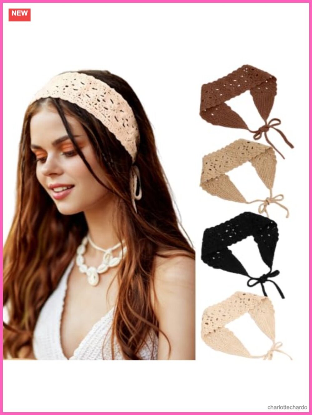 4 Pack Crochet Headbands Women Boho Hair Bands Scarf Tie Headband